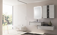 bagno sospeso laccato grigio