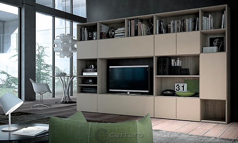 soggiorno rovere grigio e bianco
