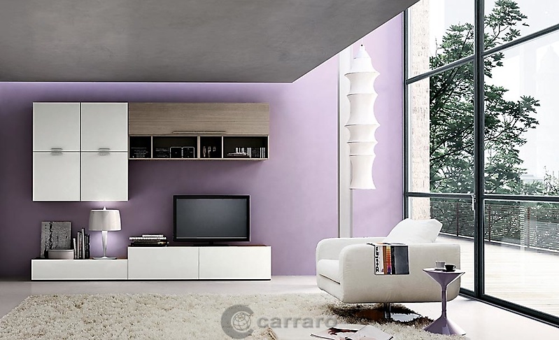 mobile porta tv bianco e rovere grigio